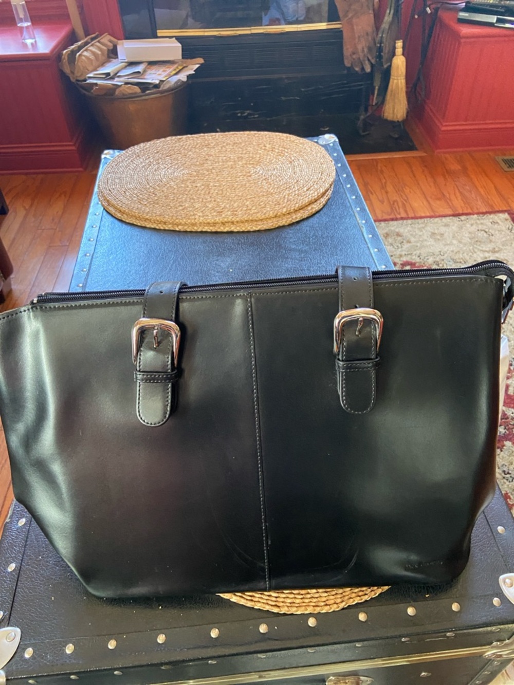 Classic Black Leather Jack George’s Tote Bag - Sleek Everyday Carry